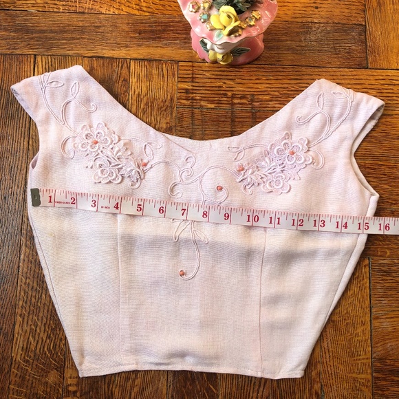 Stunning 1950s light lilac linen crop top - Picture 4 of 5